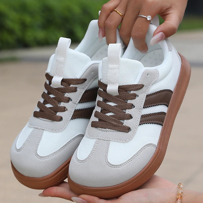 Lightweight Comfortable Sneakers for Women Fashion Striped Lace Up Sports Shoes Woman Casual Breathable Green Sneakers Plus Size