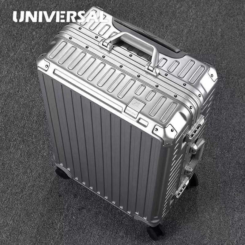 New ultra sturdy aluminum frame luggage,2-Pieces set 20 22 24 26 28 inch carry on luggage suitcase set high aesthetic board case, universal wheel business travel box set, optional 20-28 inch