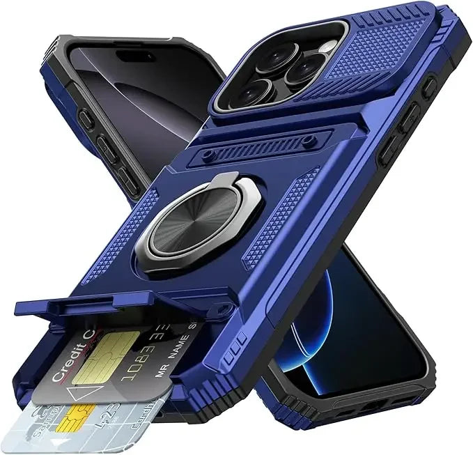 Magnetic Ring Holder Phone Case For IPhone 13 14 15 16 17 Air Pro Max Shockproof Heavy Duty Hard with Card Slot Protective Cover