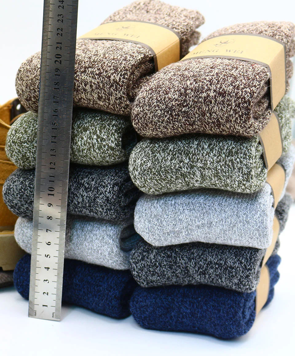 5 Pair Winter Merino Wool Socks Super Thick Warm High-Quality Harajuku Retro Snow Casual Antifreeze Cashmere Socks Men