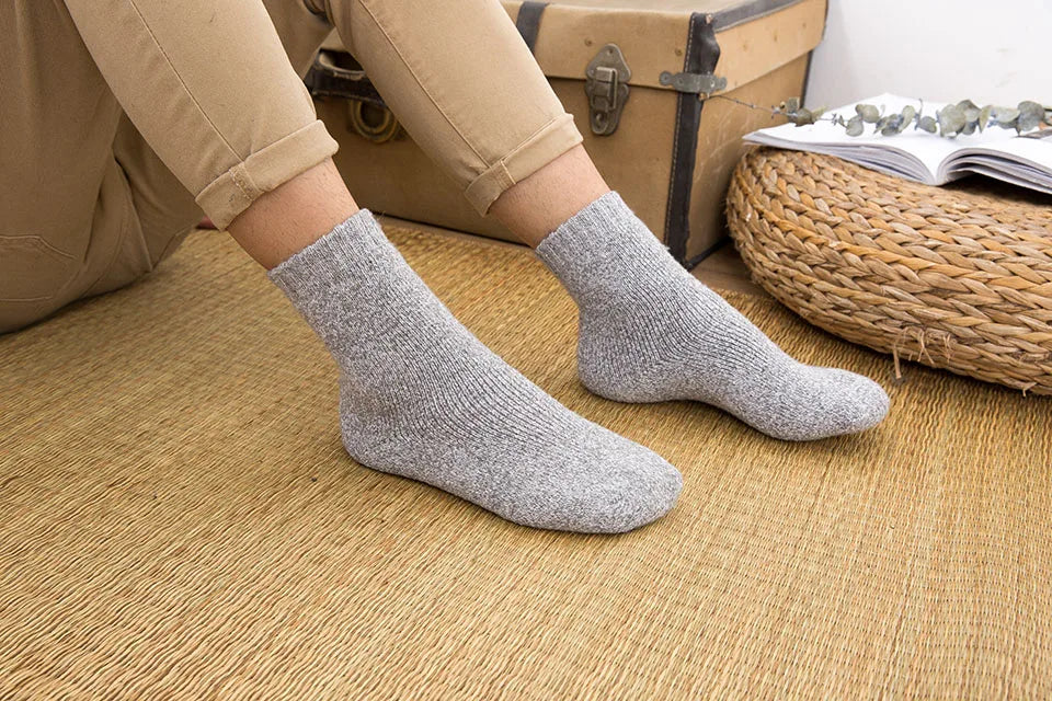 5 Pair Winter Merino Wool Socks Super Thick Warm High-Quality Harajuku Retro Snow Casual Antifreeze Cashmere Socks Men