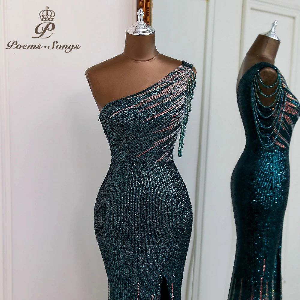 Sexy One shoulder style evening dresses prom dresses vestidos de fiesta robe de soiree de mariage  party dresses women evening