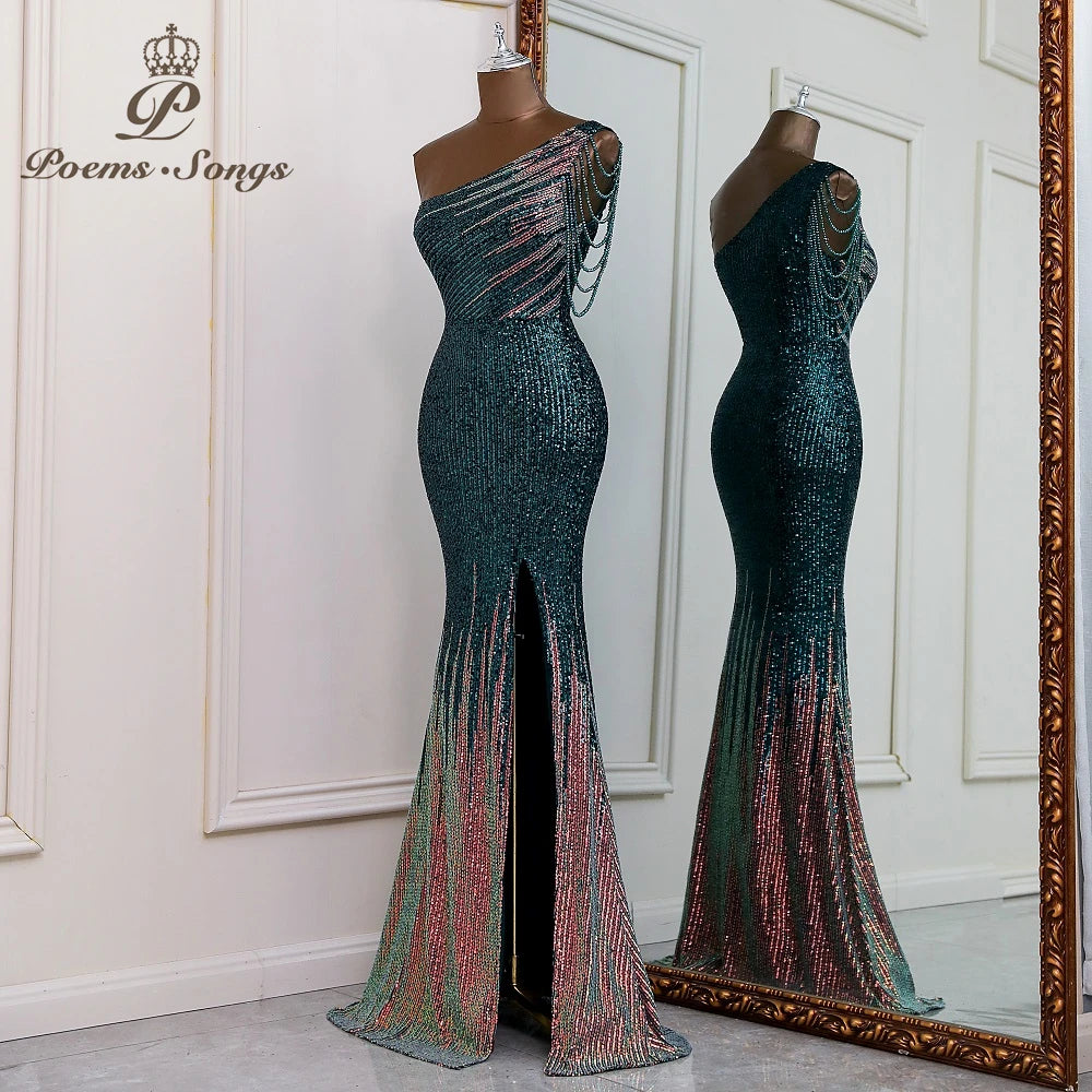 Sexy One shoulder style evening dresses prom dresses vestidos de fiesta robe de soiree de mariage  party dresses women evening
