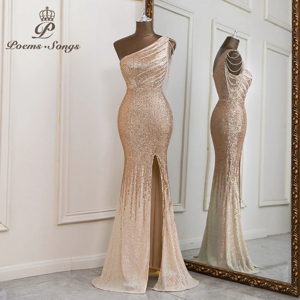 Sexy One shoulder style evening dresses prom dresses vestidos de fiesta robe de soiree de mariage  party dresses women evening