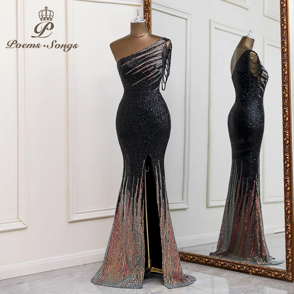 Sexy One shoulder style evening dresses prom dresses vestidos de fiesta robe de soiree de mariage  party dresses women evening