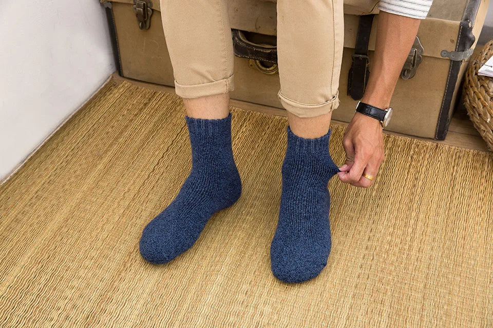 5 Pair Winter Merino Wool Socks Super Thick Warm High-Quality Harajuku Retro Snow Casual Antifreeze Cashmere Socks Men