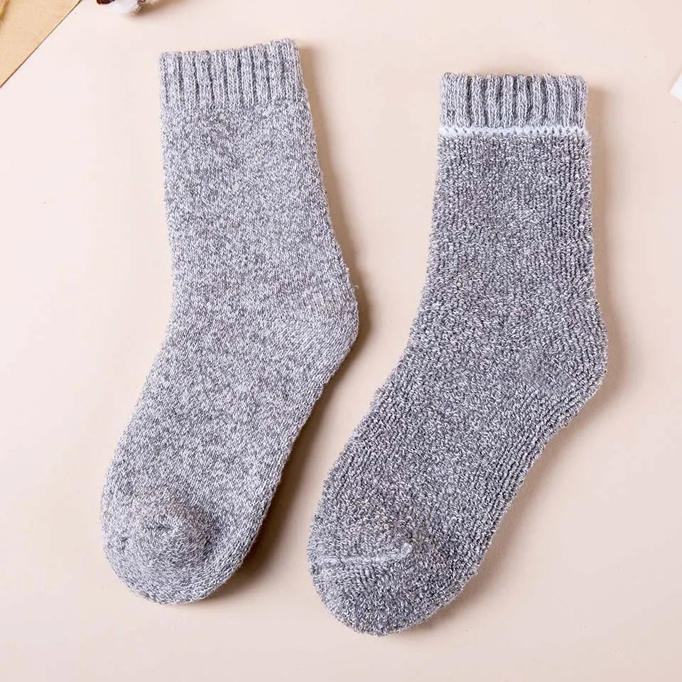 5 Pair Winter Merino Wool Socks Super Thick Warm High-Quality Harajuku Retro Snow Casual Antifreeze Cashmere Socks Men