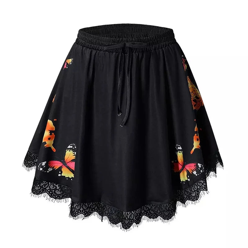 Women's Sport Tennis Skorts Butterfly Print Outdoor yoga Inner Short Skirt High Elastic Waist Golf Mini Hakama For Female Summer