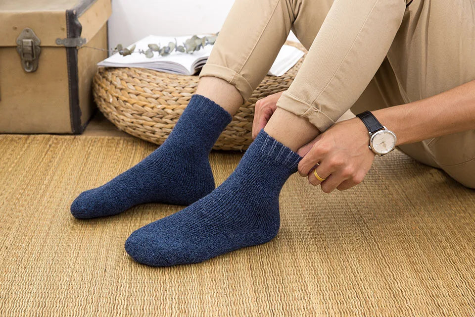 5 Pair Winter Merino Wool Socks Super Thick Warm High-Quality Harajuku Retro Snow Casual Antifreeze Cashmere Socks Men