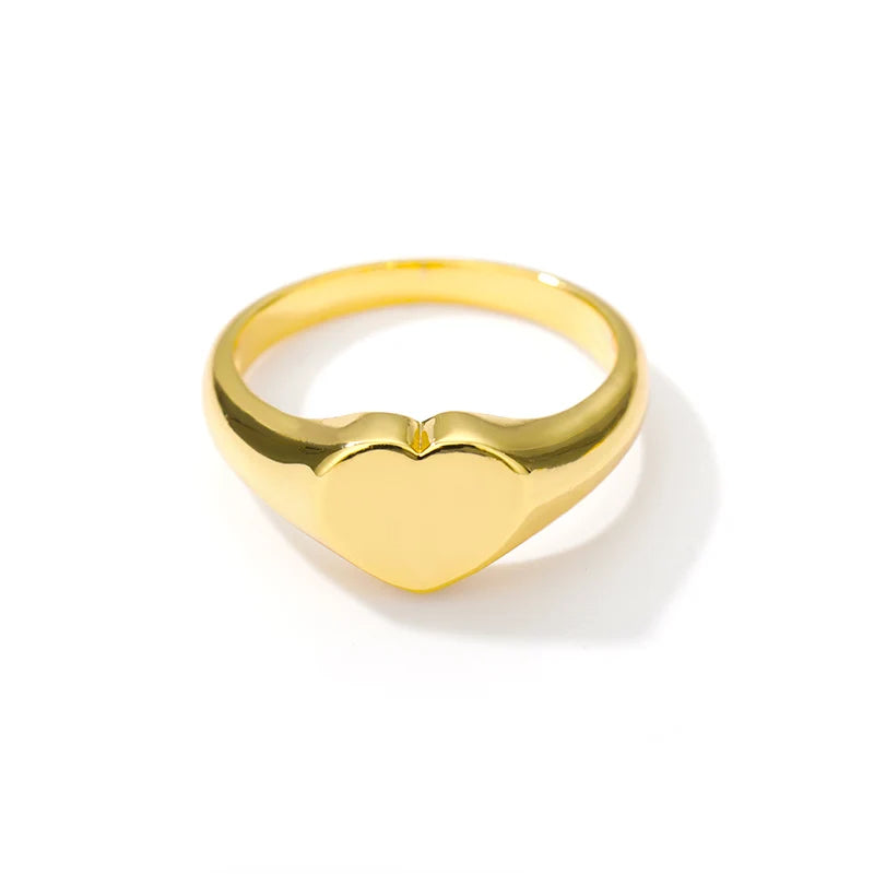 Heart Rings For Women Stainless Steel Gold Color Heart Couple Rings Anniversary Wedding Aesthetic Jewelry Gift Bague Femme
