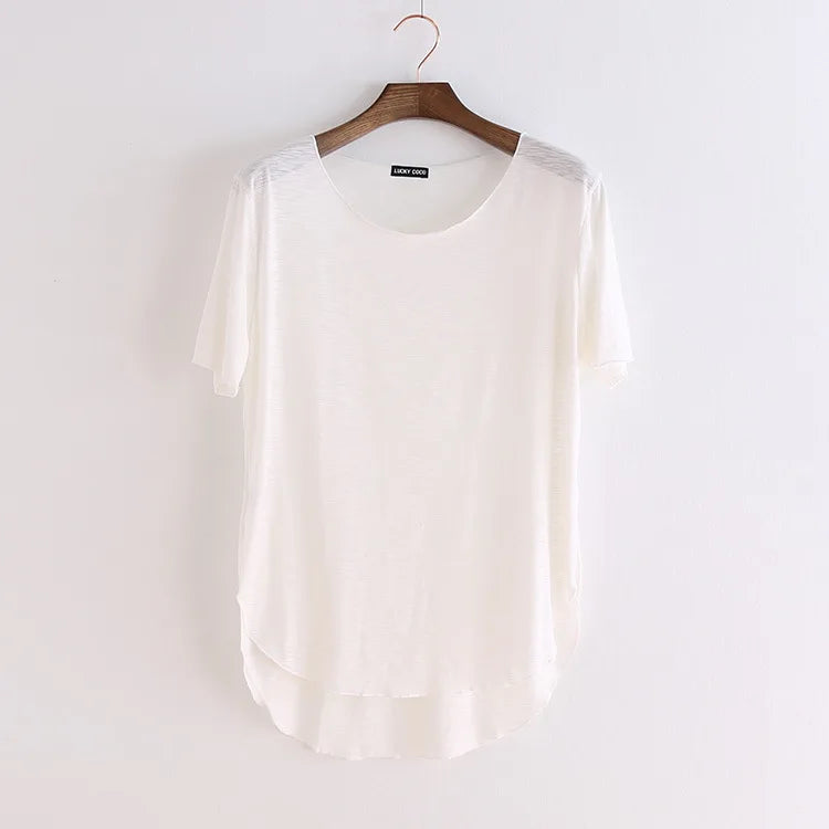 100% Bamboo Fiber Cotton tee shirt femme 2023 Summer T Shirt Women tops Clothes Harajuku Loose T-shirt Casual O-neck tshirt
