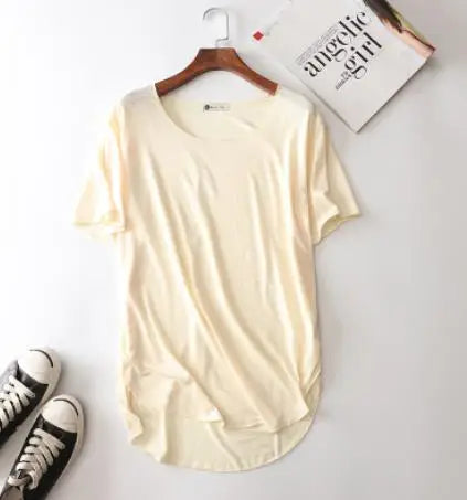 100% Bamboo Fiber Cotton tee shirt femme 2023 Summer T Shirt Women tops Clothes Harajuku Loose T-shirt Casual O-neck tshirt