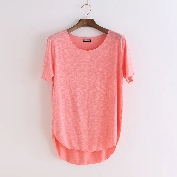 100% Bamboo Fiber Cotton tee shirt femme 2023 Summer T Shirt Women tops Clothes Harajuku Loose T-shirt Casual O-neck tshirt