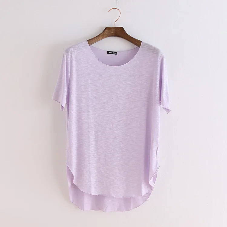 100% Bamboo Fiber Cotton tee shirt femme 2023 Summer T Shirt Women tops Clothes Harajuku Loose T-shirt Casual O-neck tshirt