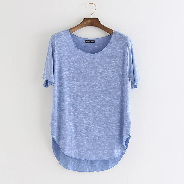 100% Bamboo Fiber Cotton tee shirt femme 2023 Summer T Shirt Women tops Clothes Harajuku Loose T-shirt Casual O-neck tshirt