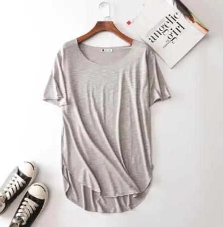 100% Bamboo Fiber Cotton tee shirt femme 2023 Summer T Shirt Women tops Clothes Harajuku Loose T-shirt Casual O-neck tshirt