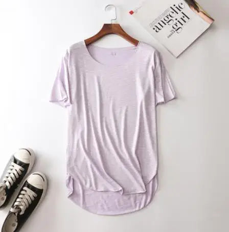 100% Bamboo Fiber Cotton tee shirt femme 2023 Summer T Shirt Women tops Clothes Harajuku Loose T-shirt Casual O-neck tshirt