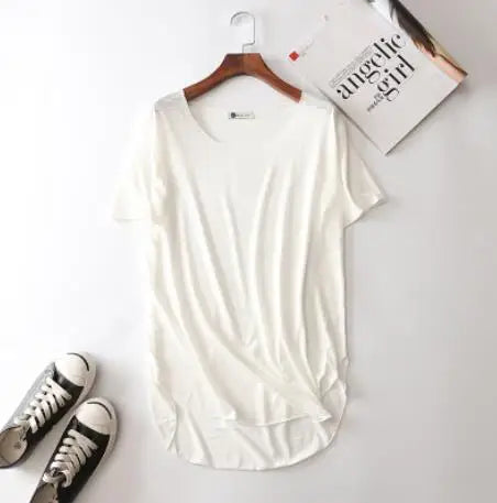 100% Bamboo Fiber Cotton tee shirt femme 2023 Summer T Shirt Women tops Clothes Harajuku Loose T-shirt Casual O-neck tshirt