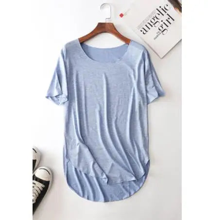 100% Bamboo Fiber Cotton tee shirt femme 2023 Summer T Shirt Women tops Clothes Harajuku Loose T-shirt Casual O-neck tshirt