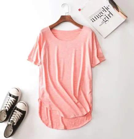 100% Bamboo Fiber Cotton tee shirt femme 2023 Summer T Shirt Women tops Clothes Harajuku Loose T-shirt Casual O-neck tshirt