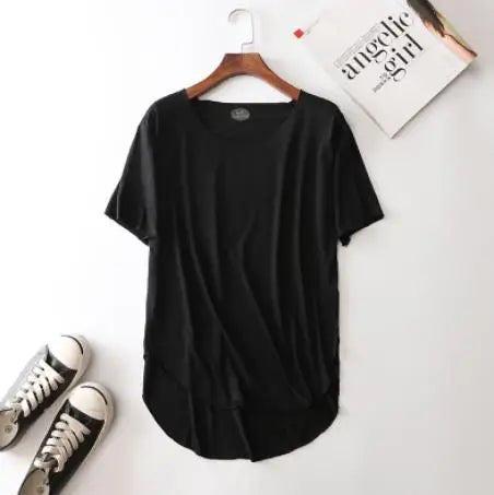 100% Bamboo Fiber Cotton tee shirt femme 2023 Summer T Shirt Women tops Clothes Harajuku Loose T-shirt Casual O-neck tshirt