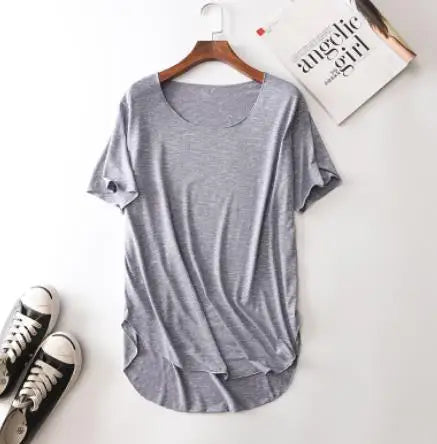100% Bamboo Fiber Cotton tee shirt femme 2023 Summer T Shirt Women tops Clothes Harajuku Loose T-shirt Casual O-neck tshirt