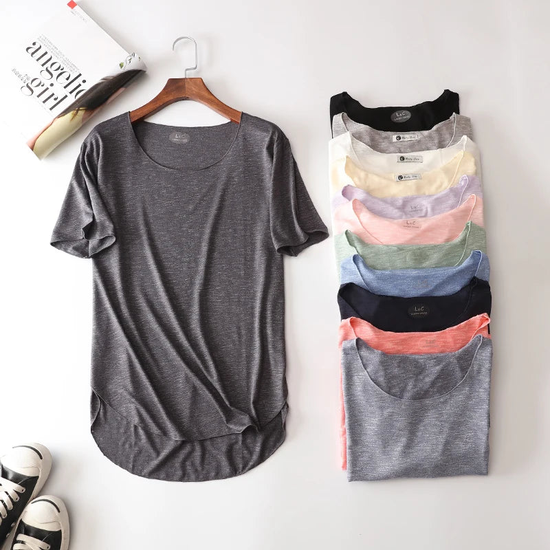 100% Bamboo Fiber Cotton tee shirt femme 2023 Summer T Shirt Women tops Clothes Harajuku Loose T-shirt Casual O-neck tshirt