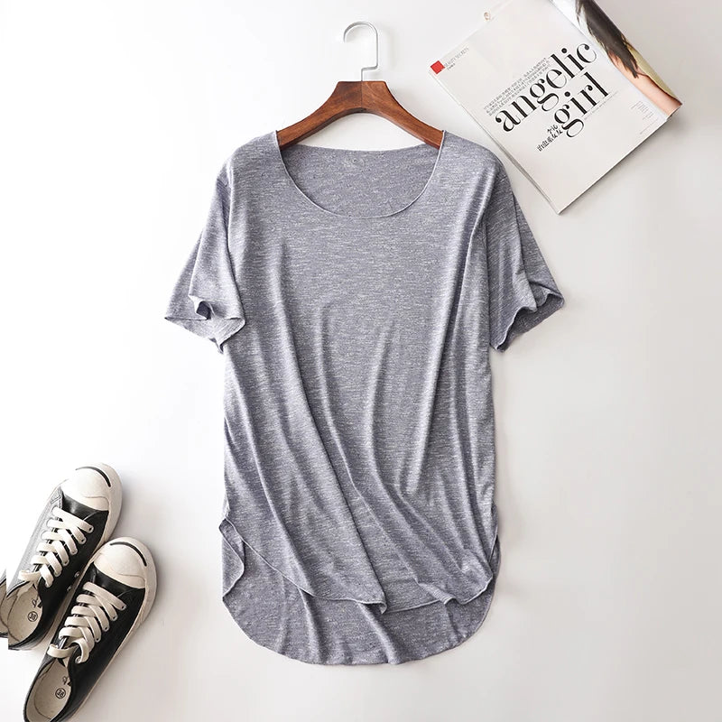 100% Bamboo Fiber Cotton tee shirt femme 2023 Summer T Shirt Women tops Clothes Harajuku Loose T-shirt Casual O-neck tshirt