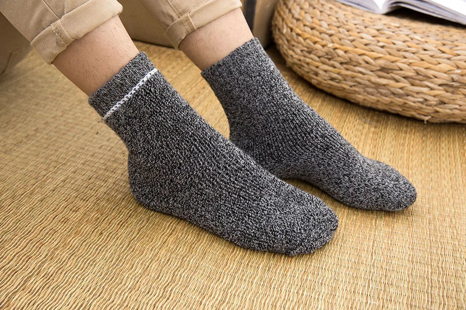 5 Pair Winter Merino Wool Socks Super Thick Warm High-Quality Harajuku Retro Snow Casual Antifreeze Cashmere Socks Men