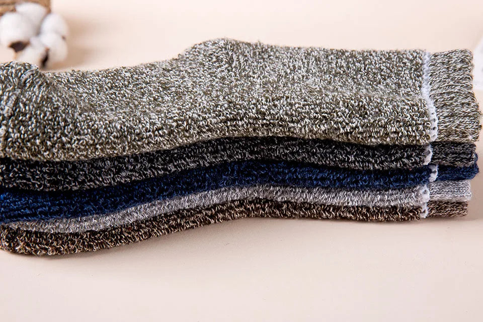 5 Pair Winter Merino Wool Socks Super Thick Warm High-Quality Harajuku Retro Snow Casual Antifreeze Cashmere Socks Men