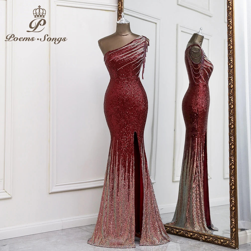 Sexy One shoulder style evening dresses prom dresses vestidos de fiesta robe de soiree de mariage  party dresses women evening