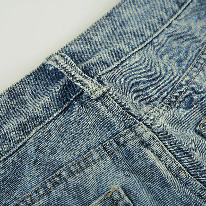 BKQU American Retro Snake Pattern Washed Jeans Y2K Loose High Waist Trousers Fashion Harajuku Street Wide Leg Denim Pants 2025
