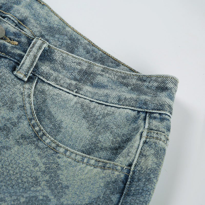 BKQU American Retro Snake Pattern Washed Jeans Y2K Loose High Waist Trousers Fashion Harajuku Street Wide Leg Denim Pants 2025