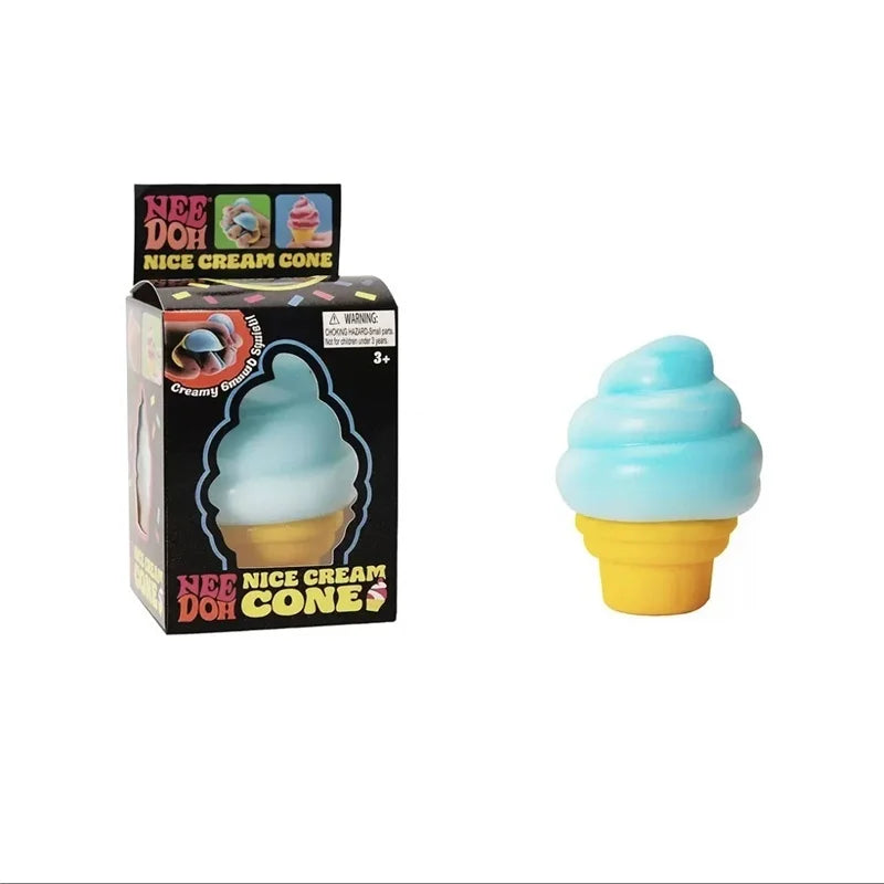 Needoh Nice Cream Cone Sensory Fidget Toy Solid Slow Rebound ADHD Non-toxic Stress Relief Anxiety Fidget Calming Toy Ornament