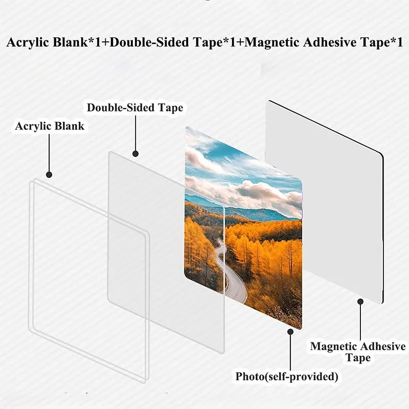 5/10PCS DIY Acrylic Refrigerator Magnets Blank Fridge Rectangle Sticker Kitchen Office Decor Creative Birthday DIY Craft Gift