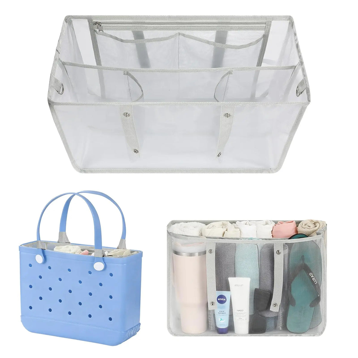Beach Bag Organizer Inserts for Original X-Large Bogg Bag Accessories Lightweight Mesh Insert Divider Pouch Save Storage Space
