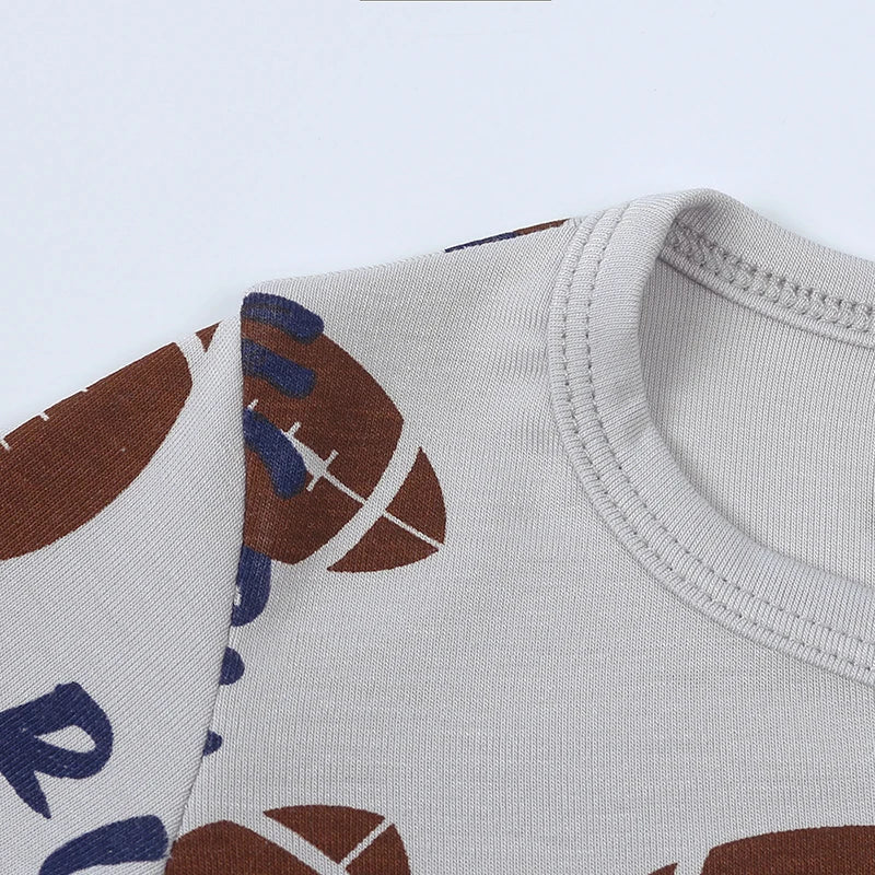 Kids Short Sleeved Suit Baby Boys Girls Clothes Bamboo Fiber Clothing Sets Full Print Sleepwear Costume For Children