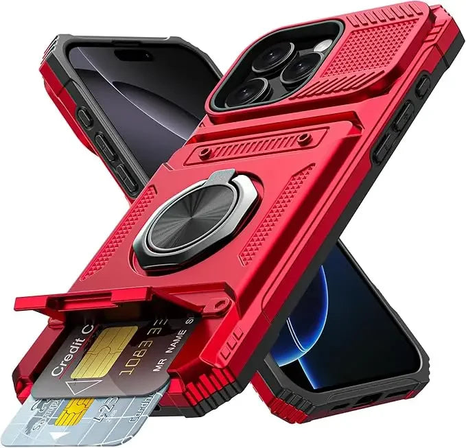 Magnetic Ring Holder Phone Case For IPhone 13 14 15 16 17 Air Pro Max Shockproof Heavy Duty Hard with Card Slot Protective Cover