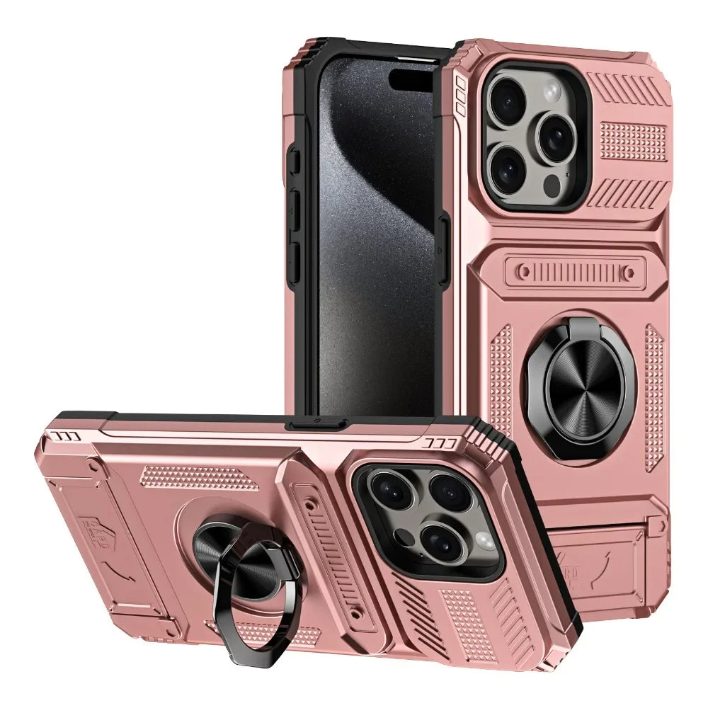Magnetic Ring Holder Phone Case For IPhone 13 14 15 16 17 Air Pro Max Shockproof Heavy Duty Hard with Card Slot Protective Cover