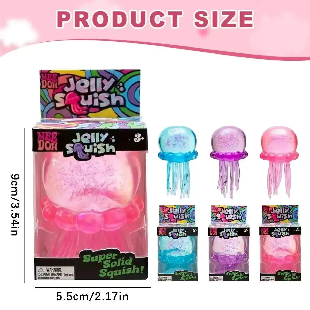 Needoh Jellyfish Squeeze Toy, Transparent Glitter Soft Jelly Fidget Toy, Portable Stress Relief Sensory Toy For Daily Relaxation
