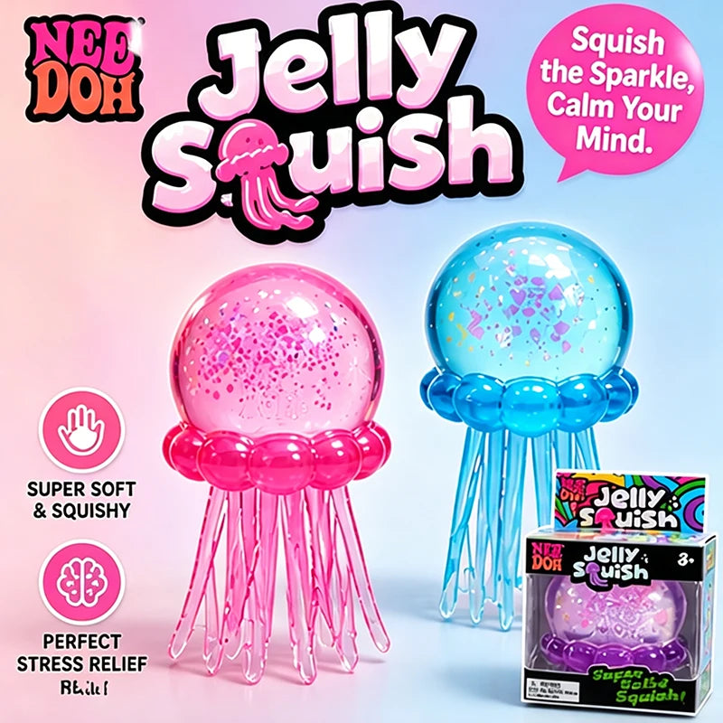 Needoh Jellyfish Squishy Lovely Shape Squeeze Sensory Toy Stress Relief Anti Anxiety Focus Calming Toy for ADHD and Autism