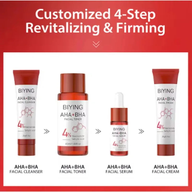 AHA+BHA Series Skin Facial Cleanser Cream Serum Toner Moisturiser Hydrating Toner Serum Cream Foam Facial Skin Care Set
