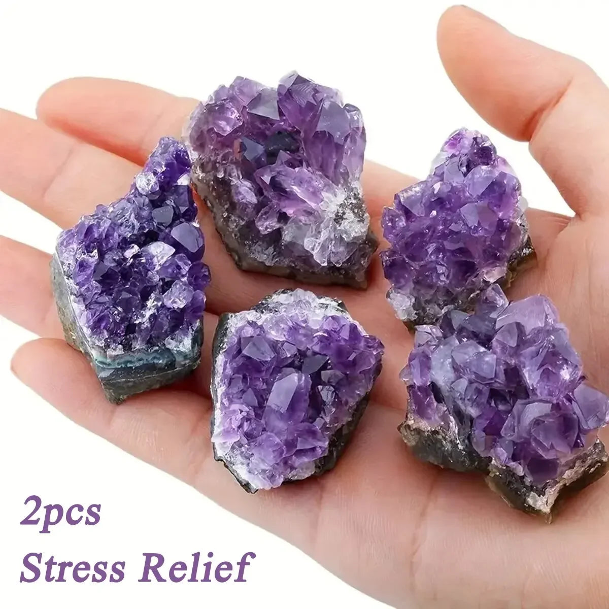 2/5/10PCs Purple Natural Amethyst Treatment Stone Energy Stone Healing Crystal Mysterious Energy Decoration
