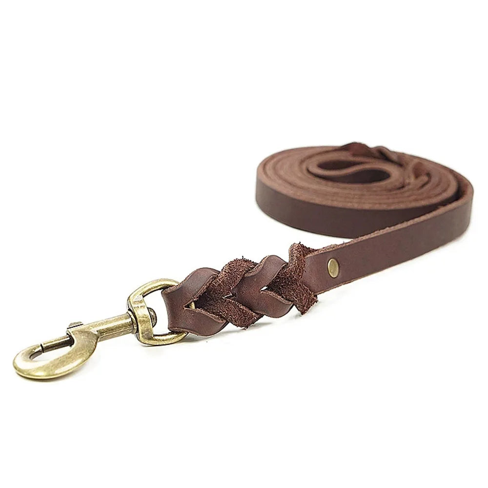 Soft Leather Braided Dog Leash Comfortable Real Leather Dog Leashes for Walking and Training Small Medium Large Dog Pet Supplies