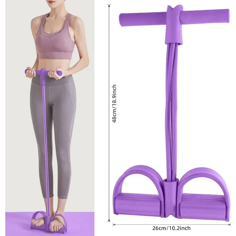 4-Level Resistance Band Tensioner with Non-Slip Handles - Home Fitness Equipment for Abdominal Muscle Training Yoga Abdominal