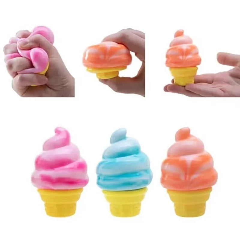 Needoh Nice Cream Cone Sensory Fidget Toy Solid Slow Rebound ADHD Non-toxic Stress Relief Anxiety Fidget Calming Toy Ornament