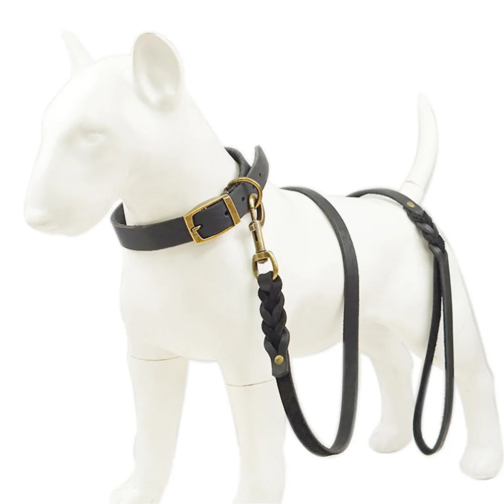 Soft Leather Braided Dog Leash Comfortable Real Leather Dog Leashes for Walking and Training Small Medium Large Dog Pet Supplies