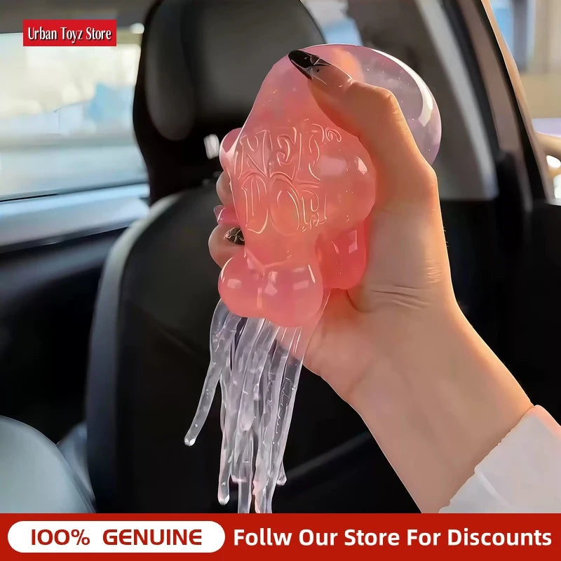 Needoh Jellyfish Squeeze Toy, Transparent Glitter Soft Jelly Fidget Toy, Portable Stress Relief Sensory Toy For Daily Relaxation
