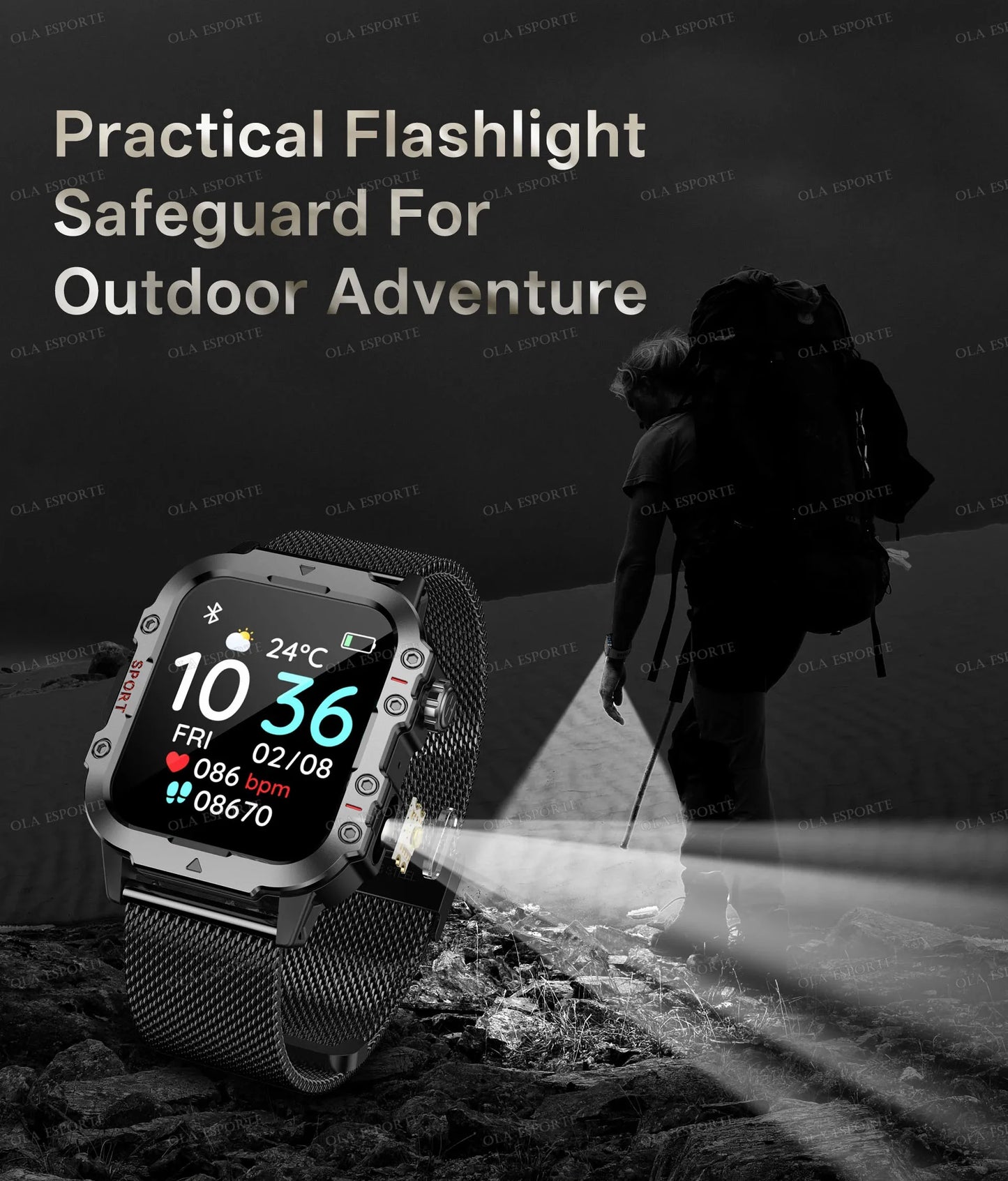 2026 New Military-grade Smart Watch Men GPS Flashlight 3ATM Waterproof Watch Bluetooth Call 100+Sport Outdoor Smartwatch Pk MA27
