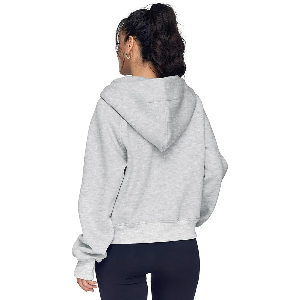 Half Zip Sweatshirts Cropped Hoodies Fleece Womens Quarter Zip Up Pullover Sweaters Fall Outfits 2025 Winter Clothes